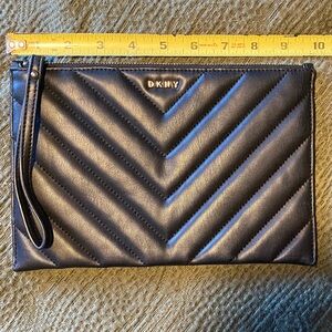 DKNY Black Quilted Wristlet Clutch